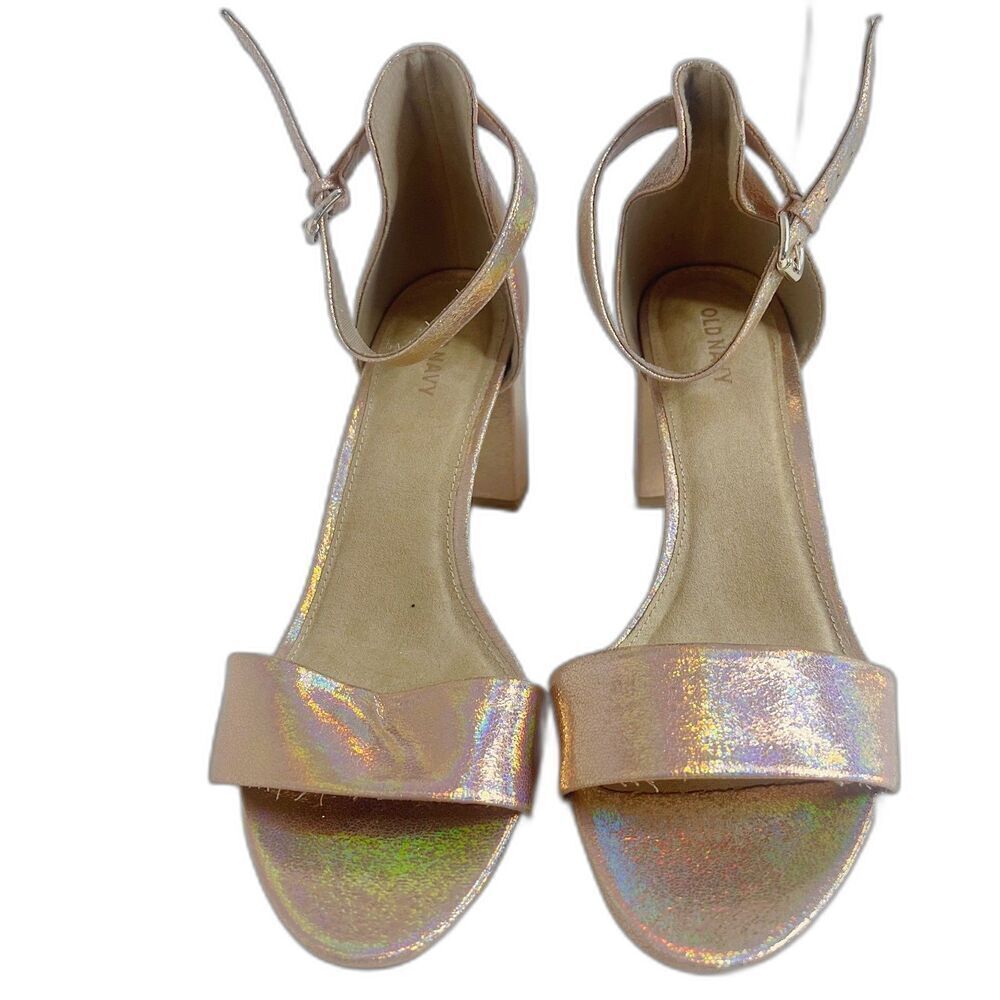 NWOT Old Navy Rose Gold Metallic Block Heel Sandals Pumps Size 9.5 - Picture 3 of 11